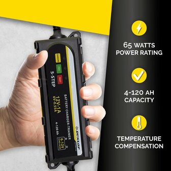 🔋 DUNLOP Smart Lader 1A &ndash; 12V Autoaccu (druppellader)