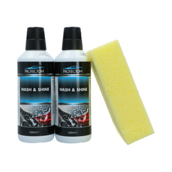 Protecton Wash &amp; Shine Set 2x500ml + Spons &ndash; alles voor een stralend schone auto