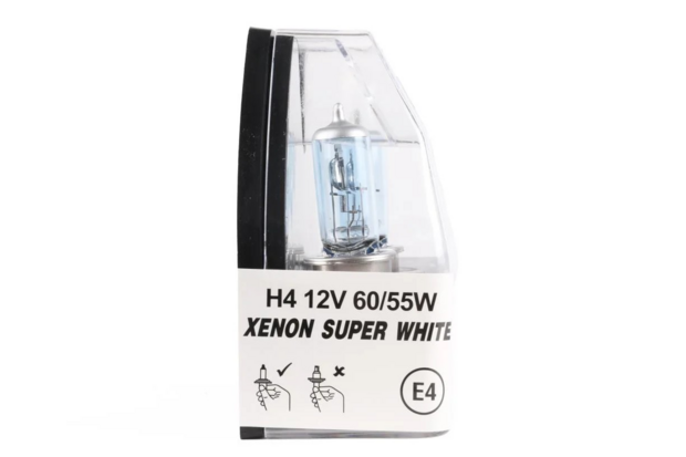 💡 Autolamp H4 12V 60/55W – Xenon Super White (2-delig) | E4-gecertificeerd