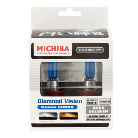 AutoStyle SuperWhite Blauw H11 55W/12V/4000K Halogeen Lampen, set à 2 stuks (E4)