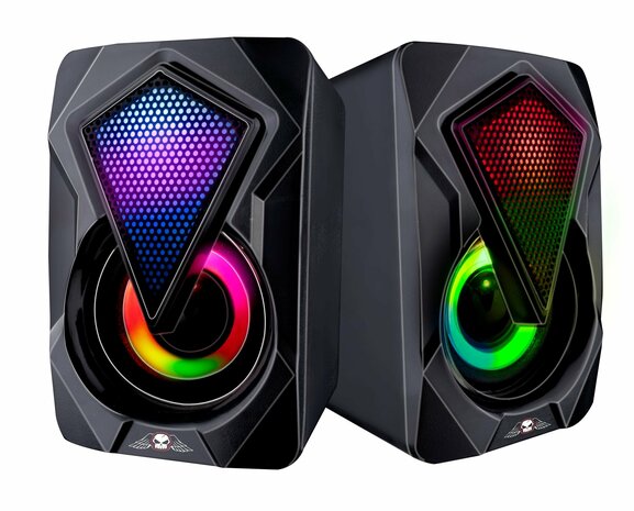 🔊 NO FEAR Speaker – USB Bedraad 18W | Zwart met RGB-verlichting