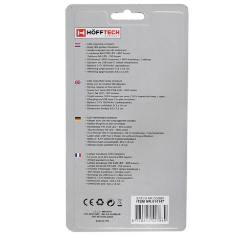 verpakking hofftech looplamp specs