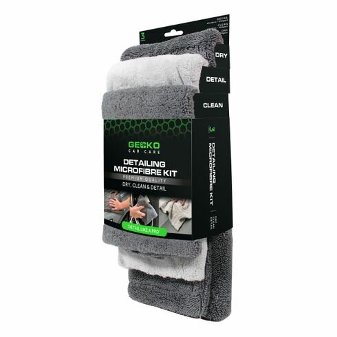 Gecko Detailing Microfiber Kit – De complete 3-delige set voor Dry, Clean & Detail