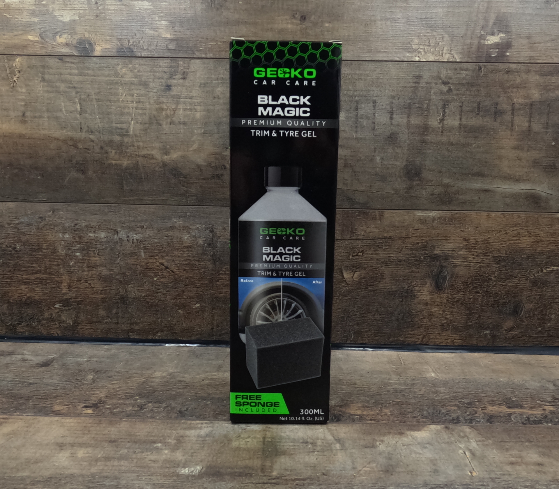 Gecko Black Magic Trim & Bandengel + Applicator Spons 300ml