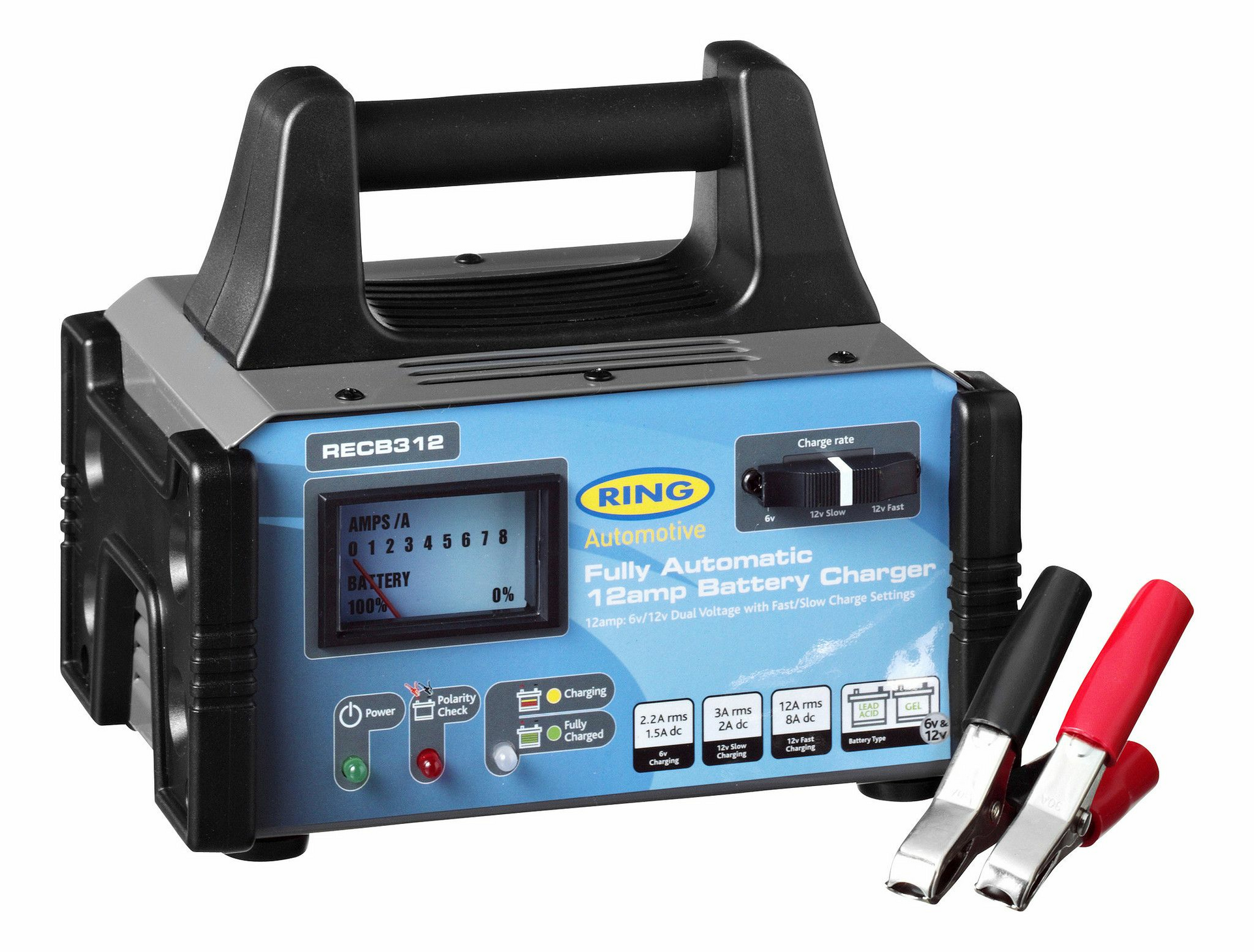 Ring acculader (druppellader) 12 volt en 6 volt