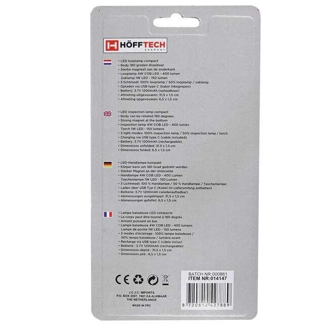 Höfftech looplamp compact (oplaadbaar, spatwaterdicht)