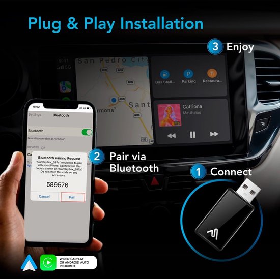 Autosky 2in1 draadloze adaptor (usb)